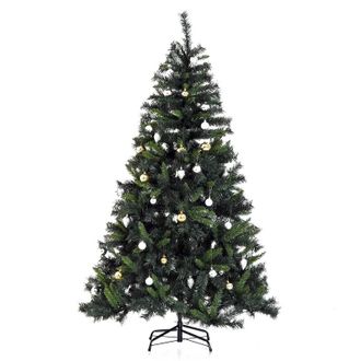 TJ Hughes HOMCOM 6FT Pre-Lit Artificial Christmas Tree 200 LED Xmas Tree - TJ Hughes