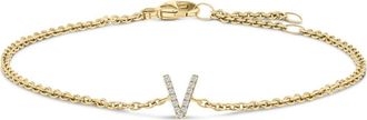 House of Brilliance 10K Gold Diamond Accent A-Z Initial Charm and Link Bracelet in Yellow | V at Nordstrom
