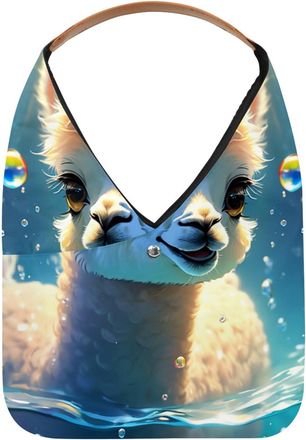 Generic Lovely Alpacas Swims Underwater Reusable Lightweight Grocery Bags - Foldable Into Compact Pouch, Washable & Sturdy, Multipurpose for Shopping and Trav