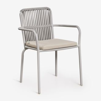 Sklum Pack De 4 Sillas De Comedor Apilables Con Reposabrazos En Aluminio Alberta Sklum