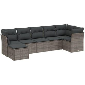 vidaXL Vidaxl - Set Divani da Giardino 7 pz con Cuscini Grigio in Polyrattan