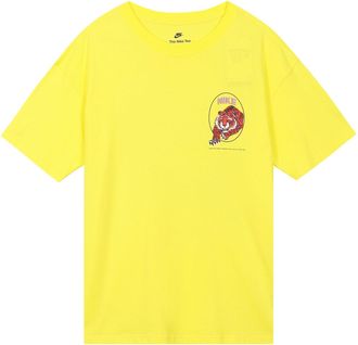 Nike Mens Nike TIGER Logo Printing Round Neck Short Sleeve Yellow T-Shirt DO6628-731