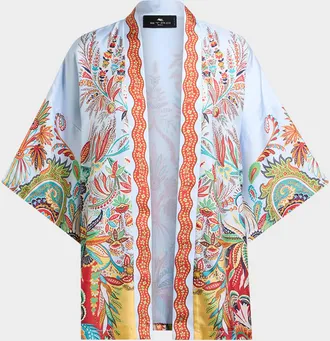 Etro Kesa Multicolor Silk Kaftan Jacket
