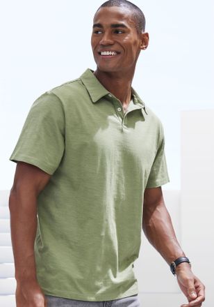 John Devin Poloshirt JOHN DEVIN mit Slub-Garn Struktur, Herren, Gr. XL (56/58), gr&uuml;n (khaki), Jersey, Obermaterial: 100% Baumwolle, meliert, bequem normal, Rundh