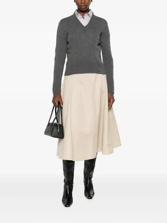 Aragona Cashmere V-Neck Sweater - Gray