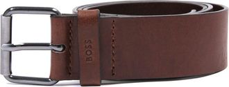 HUGO BOSS Serge Gunmetal Hardware Gecertificeerd Leren Riem - Bruin