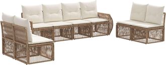 vidaXL Conjunto De Sof&aacute;s De Jard&iacute;n 8 Uds. Beige Y Blanco Crema Vidaxl