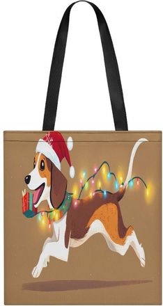 Generic Christmas Dachshund Womens Tote Casual Shopping Bag Lightweight Shoulder Bags Hobos Handbag for Work Travel Daily 35x40cm