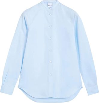Aspesi Camicia in cotone con colletto alla coreana - Blu