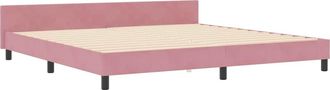 vidaXL Letto A Molle Con Testiera Rosa 200 X 200 Cm Velluto Vidaxl