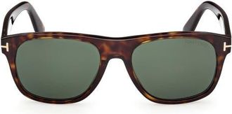 Tom Ford Marlon 55mm Square Sunglasses in Dark Havana/Green Lenses at Nordstrom