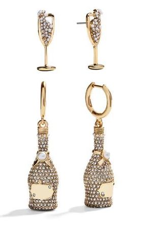 BaubleBar Whats Poppin Set of 2 Earrings in Clear/Gold at Nordstrom Rack