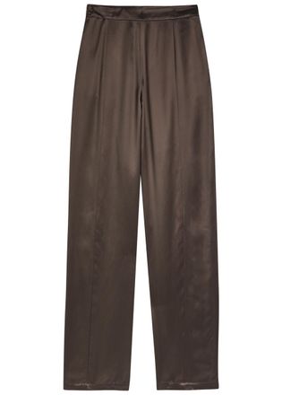 Emporio Armani Straight-leg Satin-twill Trousers - Brown - 44 (UK12 / M)