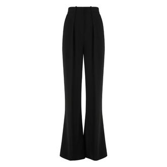 Elisabetta Franchi Wide Trousers, female, Black, Size: S Trousers in Flowing Cr&ecirc;pe Fabric