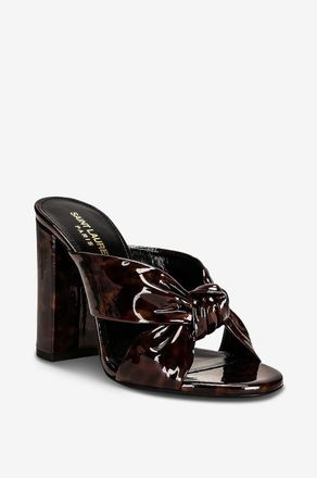 Saint Laurent Pantoletten aus Lackleder mit Leopardenprint Bianca 100