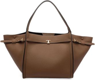 Tod's T Timeless Medium Leder Tote Bag - Dames - Shoppers - Bruin - ONE Size - Leer - Tassen