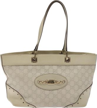 Gucci Gg Canvas Bag Canvas White Canvas Bag (Pre-Owned)