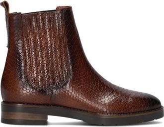 Notre-V Cognac Chelsea Boots met Slangenprint - Dames - Chelseaboots - Bruin - 40 EU - Leer - Schoenen
