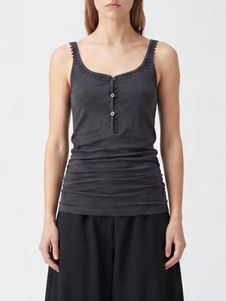 Jacquemus Top slim fit in cotone con ricami e scollo quadrato