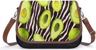 Generic Avocado Zebra Skin Pattern Crossbody Bags for Women Fashion Leather Shoulder Handbags With Adjustable Strap