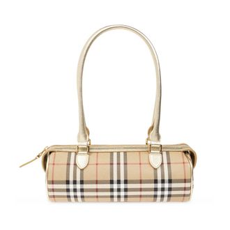 Burberry Check Leren Tas - Dames - Tassen - Beige - Maat: ONE Size Katoen