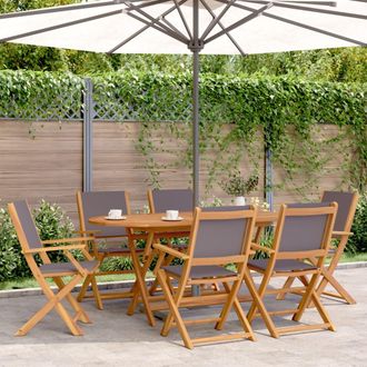 vidaXL Vidaxl - Sillas De Jard&iacute;n Plegables 8 Uds Madera Maciza Y Tela Antracita