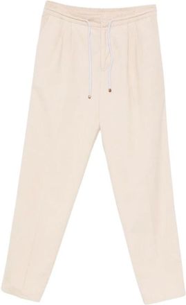 Brunello Cucinelli Broek met Plooien en Trekkoord Taille - Heren - Broeken - Beige - Maat: 2XL Katoen