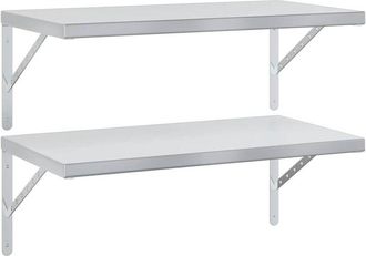 vidaXL Wall Shelves 2 pcs 75x40 cm Silver Stainless Steel Vidaxl