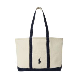 Polo Ralph Lauren Tote Bags, male, Beige, Size: ONE SIZE Big Pony Canvas Tote