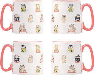 10 Strawberry Street Set Of 4 Bella Maneki Neko Mugs