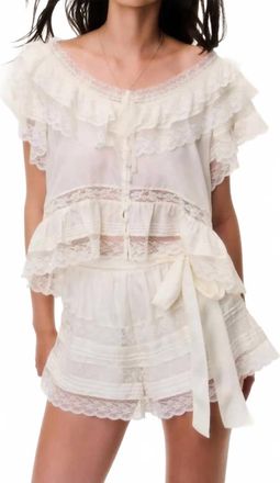 LoveShackFancy Womens Emanuela Silk Lace Shorts In Ivory