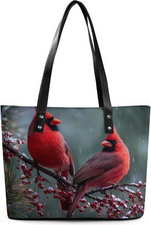 Generic Merry Christmas Cardinal Bird Tote Bags for Women Cute Shoulder Purses Handbags