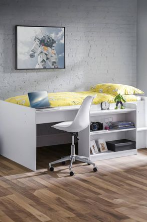 Julian Bowen Neptune Midsleeper Cabin Bed with Desk in White | Size: Single