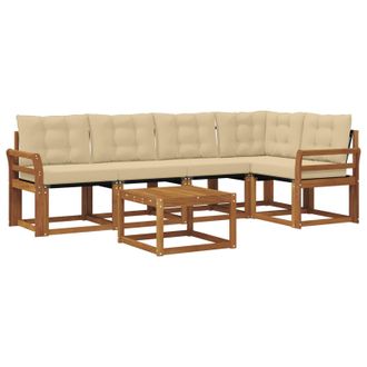 vidaXL Conjunto De Sof&aacute;s De Exterior Con Coj&iacute;n 6 Pcs Natural Y Beige Vidaxl