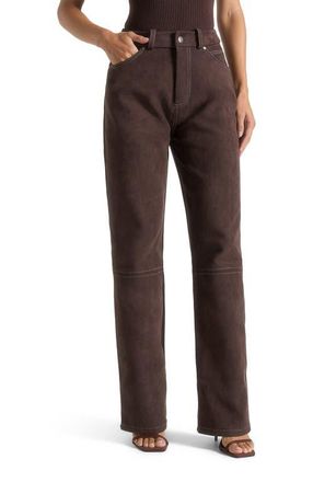 Mani&egrave;re De Voir Kalie Suede Boyfriend Jeans in Brown at Nordstrom, Size 12