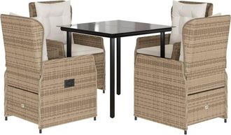 vidaXL Set Comedor De Jard&iacute;n 5 Pzas Con Cojines Rat&aacute;n Sint&eacute;tico Beige Vidaxl