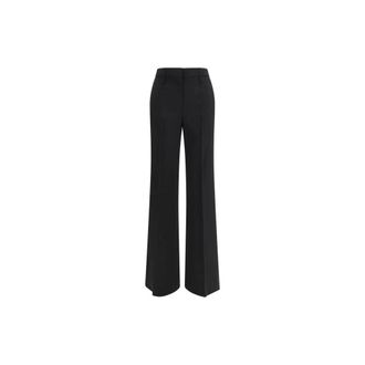 Max Mara Fleece Wollen Wijde Broek - Dames - Wijde Broeken - Zwart - 2XS - Wol - Broeken