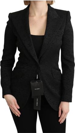 Dolce & Gabbana Single Breasted Blazer - Dames - Blazers - Zwart - 2XS - Polyester - Jassen