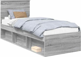 vidaXL Bed Frame Grey Sonoma 75 x 190 cm Solid Pine Wood vidaXL