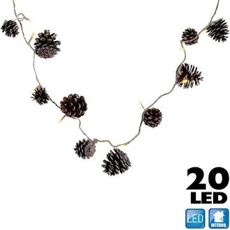 Trade Shop Trade Shop - Catena Luminosa Pigne Natalizie 20 Led Colore Bianco Caldo Cavo 3 Mt Decorazioni