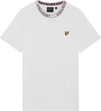 Lyle & Scott Bedrukte T-shirt met korte mouwen en ronde hals - Heren - T-shirts - Wit - M - Katoen - Tops
