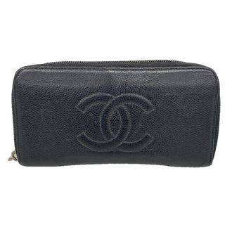 Chanel Black Grained Calfskin Long Wallet (Bi-Fold) (Pre-Owned)