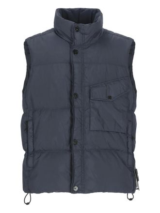 Stone Island logo-patch padded vest - men - Polyamide/Polyamide/Polyurethane Resin/Polyester/Duck Down/Duck Feathers - S - Blue