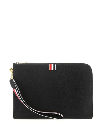 Thom Browne Clutch con righe - Nero