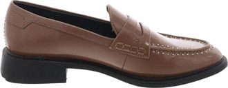 Franco Sarto Womens Franco Sarto Eden Flats Brown Studded Moc Toe Loafers Shoes GAL1165