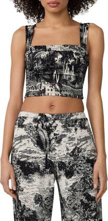 Diane Von F&uuml;rstenberg Wendy Abstract Print Knit Crop Top in Paysage Black at Nordstrom, Size X-Small