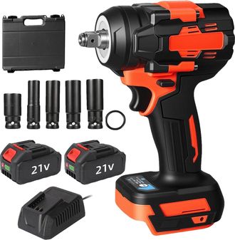 OEM Llave De Impacto El&eacute;ctrica Inal&aacute;mbrica, 3000 N&middot;m De Par, Velocidad Variable, Tipo D + 2 Bater&iacute;as + Enchufe Europeo