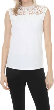 Joseph Ribkoff Guipure Lace Yoke Sleeveless Top In Vanilla