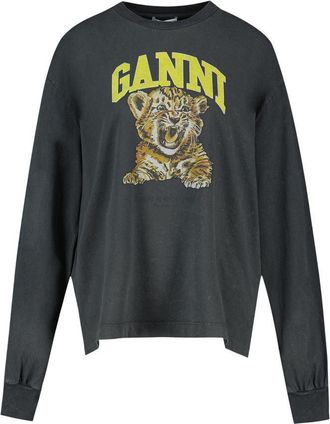 Ganni Womens Sweatshirt Black Cotton Sweatshirts