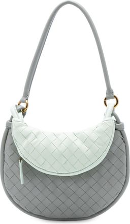 Bottega Veneta Pre-owned Womens Small Bicolor Lambskin Intrecciato Gemelli Bag - Light Grey Leather - One Size